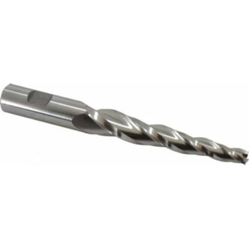 Made in USA 3 per Side 3/8 Small End Diam 4 LOC 3-Flute High Speed Steel Tapered Square End Mill Uncoated, 3/4 Shank ...